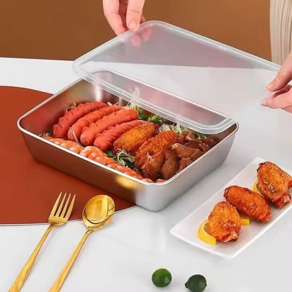 Gruby Prostokątny Lunch Box ze Stali Nierdzewnej - obrazek 6