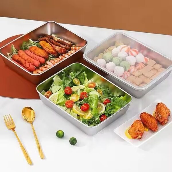 Gruby Prostokątny Lunch Box ze Stali Nierdzewnej - obrazek 4
